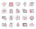 Vector Set of Holidays icons related to Love heart, Heart flame and Balloon dart. Vector