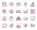 Vector Set of Holidays icons related to Romantic gift, Smile chat and Santa boots. Vector