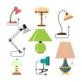 Vector set of home lamps. House light. Design elements in flat style Royalty Free Stock Photo