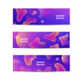 Vector set of horizontal abstract liquid banners, web headers. Fluid color background design, gradient shapes Royalty Free Stock Photo