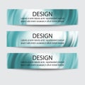 Vector set of horizontal banners. Ocean backgrounds, blue-green waves. Royalty Free Stock Photo