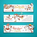Vector set of horizontal Christmas banners. Royalty Free Stock Photo