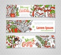 Vector set of horizontal Christmas banners. Royalty Free Stock Photo