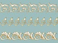 Antique ornament in style baroque of acanthus leaves. Vector set gold on blue