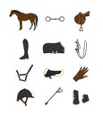 Vector set of horse equestrian equipment icon Royalty Free Stock Photo