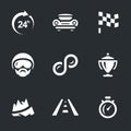 Vector Set of 24 hours race Icons. Royalty Free Stock Photo