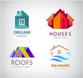 Vector set of house logos, real estate concept, building construction icon. Royalty Free Stock Photo