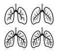 Vector set of human lungs flat icon