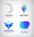 Vector set of human, men logos. Creative group, teamwork, family, union signs .