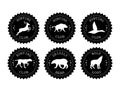 Vector set of hunting logo with animals silhouette Royalty Free Stock Photo