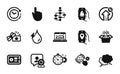 Vector set of Hydroelectricity, Time change and Bell alert icons simple set. Vector