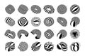 Vector set of hypnotic glitch objects, deformed shapes,