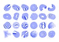 Vector set of hypnotic glitch objects, deformed shapes,