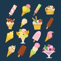 Vector set of Ice Cream and Dessert food icons Royalty Free Stock Photo