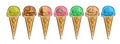 Vector set of Ice Creams Cones Royalty Free Stock Photo