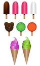 Vector set of ice creams and lolly