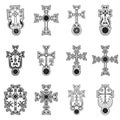 Vector set icon with ancient Armenian symbol Khachkar. Armenian cross stones Royalty Free Stock Photo