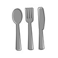 Vector set icon knife, fork, spoon. Cutlery. Table setting cartoon style on white isolated background Royalty Free Stock Photo