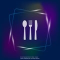 Vector set icon knife, fork, spoon. Cutlery. Table setting neon Royalty Free Stock Photo