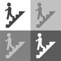 Vector set icon of a man goes down the stairs, on the career la Royalty Free Stock Photo