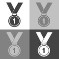 Vector set icon medal. Medal of Courage, Congratulation, First