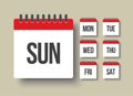 Vector set icon page calendar, days of the week