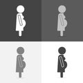 Vector set icon of a pregnant woman. Illustration of a woman awaiting the birth of a child on white-grey-black color