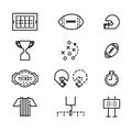 Vector set of icons for american football. Royalty Free Stock Photo