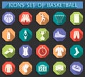 Vector set of icons basketball in flat style Royalty Free Stock Photo