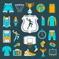 Vector set of icons basketball Royalty Free Stock Photo