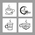 Vector set of icons of cups of coffee on a white backgrounds Royalty Free Stock Photo