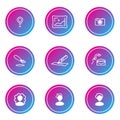 Vector set of icons and emblems for social media story covers with neon background Royalty Free Stock Photo