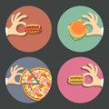 Vector set of icons fast food Royalty Free Stock Photo