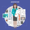 Vector set of icons flat architecture and design Royalty Free Stock Photo