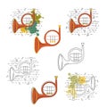 Vector set with icons of french Horn Royalty Free Stock Photo