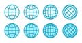 Vector set icons of globe in flat style. Vector world icon in retro style Royalty Free Stock Photo