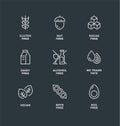 Vector set of icons for healthy food packaging without allergens