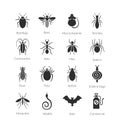 Vector set of icons with insects for pest control company Royalty Free Stock Photo