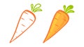 Vector set icons of orange carrot. Flat vector carrots