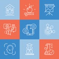 Vector set icons related to types and techniques of mentorship.