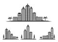 Set of icons from the silhouette of a big city Royalty Free Stock Photo