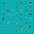 Vector set icons thin line concept business and technology content. Flat design illustration. Royalty Free Stock Photo