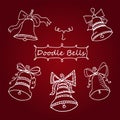 Vector set of icons unique Christmas bells in Doodle style