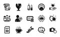 Vector set of Identity confirmed, Medical vaccination and Bus travel icons simple set. Vector