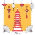 Vector set illustration of Chinese and Asia symbol