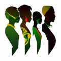 vector set illustration of silhouette crowd celebrate Black history month isolated on white background