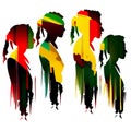vector set illustration of silhouette crowd celebrate Black history month isolated on white background