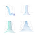 Vector set of illustration of waterfall cascade Royalty Free Stock Photo