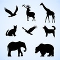 Vector set of illustration with wild and pet animals