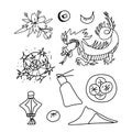 Vector set of illustrations for Chinese New Year. Collection of images Royalty Free Stock Photo
